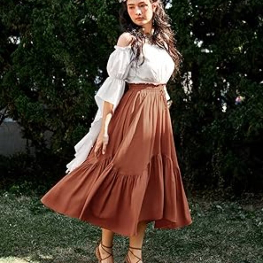 Flowy Brown Maxi Skirt - Women